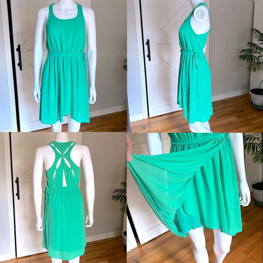 Modcloth Silk Cut Out Back Side Tie Sleeveless Side Tie Wrap A-Line Mini Dress